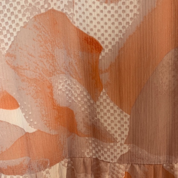 Express Mini Shift Dress Womens Size Large Floral Ruffle Neck Tiered Boho Fairy - Picture 5 of 11